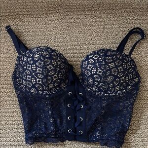 Victoria's Secret Blue Lace Bra with Underwire Support